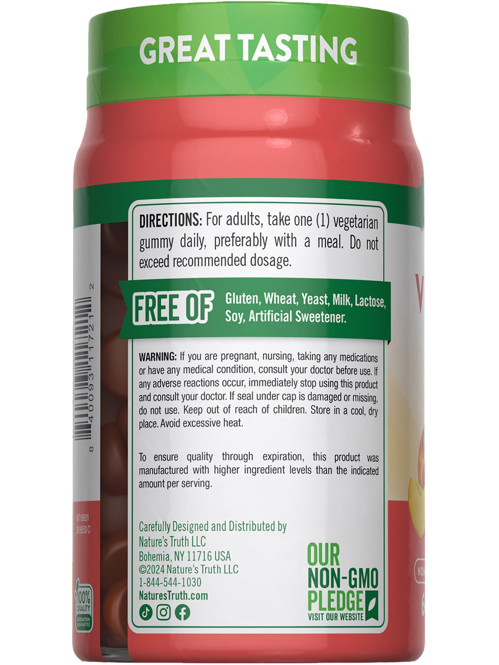 Label details and allergen information for Nature's Truth Vitamin D3 Gummies