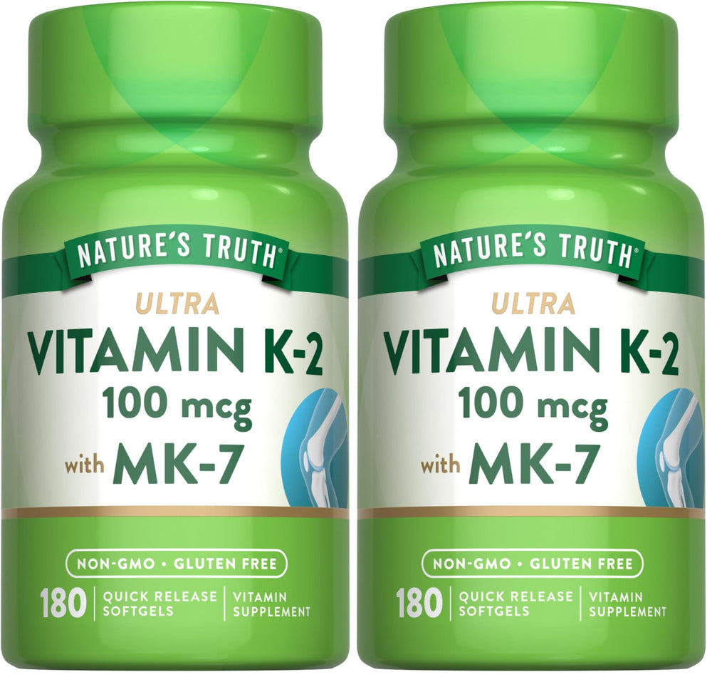 Nature's Truth Vitamin K2 MK-7 100 mcg 180-softgel bottle - pack of 2