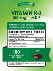 Close-up of Vitamin K2 MK-7 100 mcg softgel capsule
