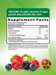 Close-up of mixed berry zinc citrate gummies