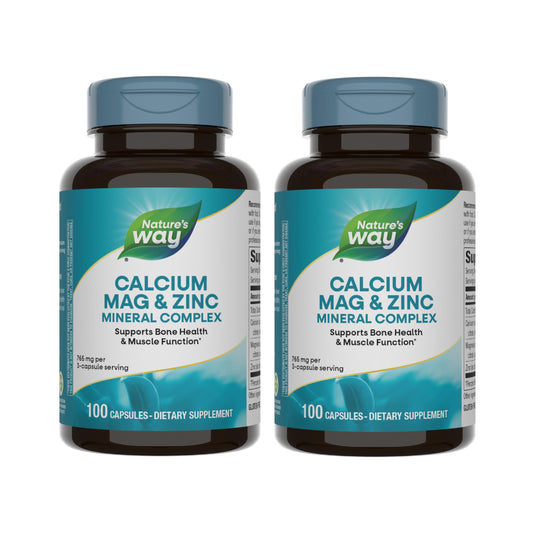 Bottle of Nature's Way Calcium Magnesium Zinc Mineral Complex with label