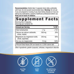 Nutrition facts panel on the bottle