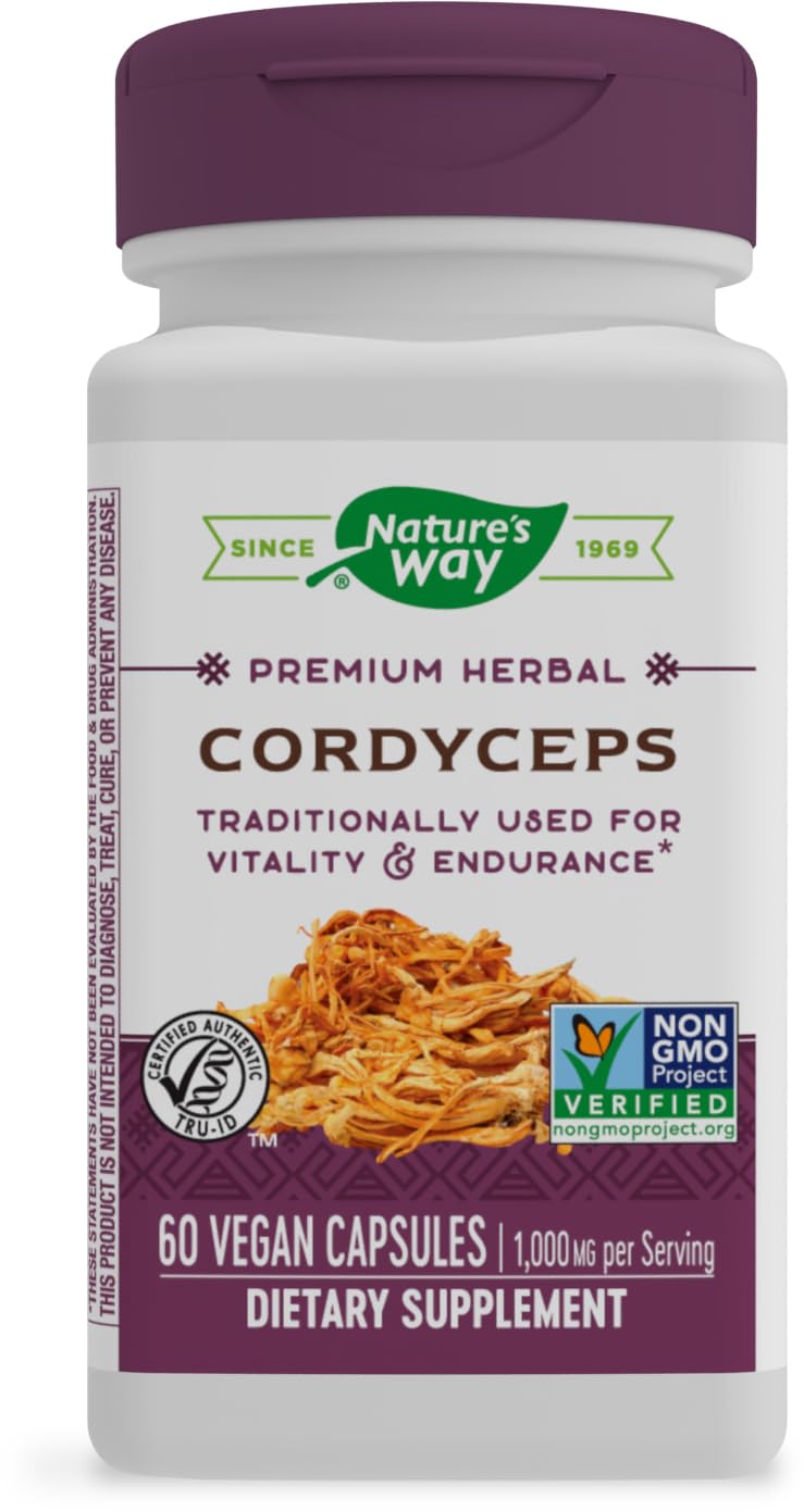 Nature's Way Cordyceps 1,000 mg per 2-capsule serving — 60 vegan capsules