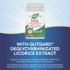 Gluten-free and vegan labels on Nature's Way DGL chewables