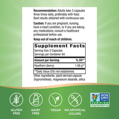 Nature's Way Hawthorn Berries 2-pack back label with supplement facts