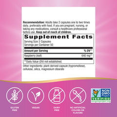 Raspberry leaf capsules serving size 640 mg per 2 capsules
