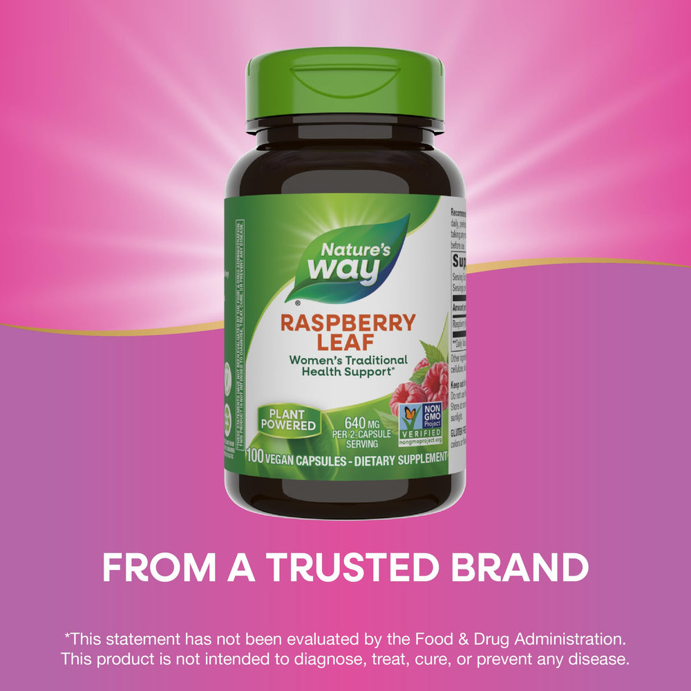 Non-GMO Project Verified seal on Raspberry Leaf bottle