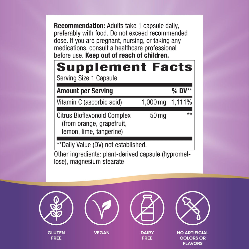 Close-up of Vitamin C capsule with Citrus Bioflavonoid Complex