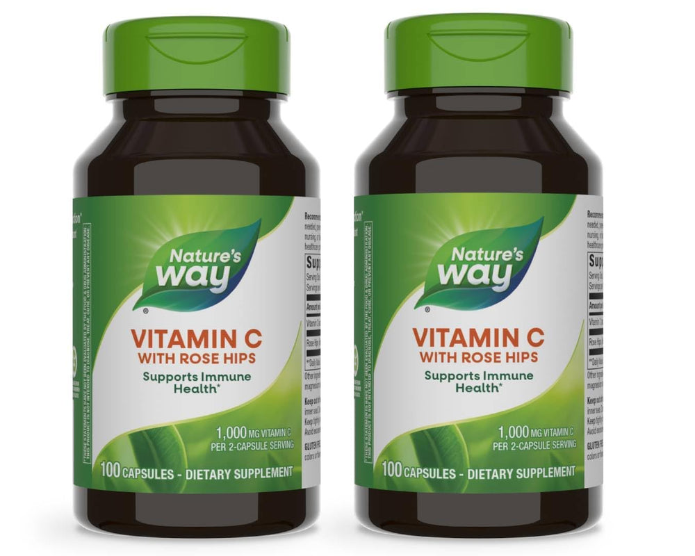 Nature's Way Vitamin C with Rose Hips bottle and capsules