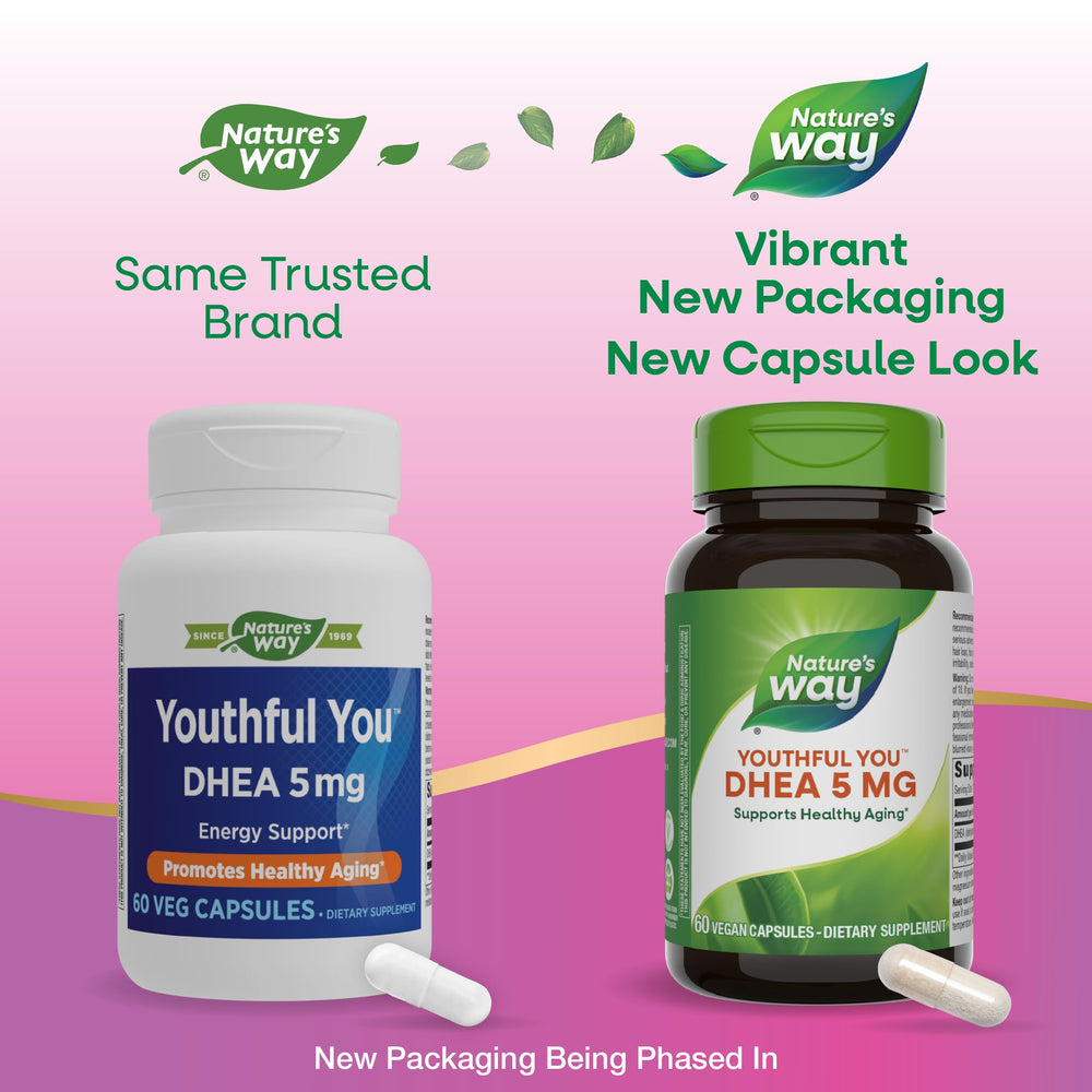 Two vegan capsules of DHEA 5 mg in Nature's Way 2-pack
