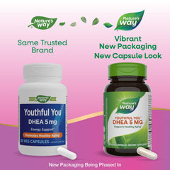 Two vegan capsules of DHEA 5 mg in Nature's Way 2-pack