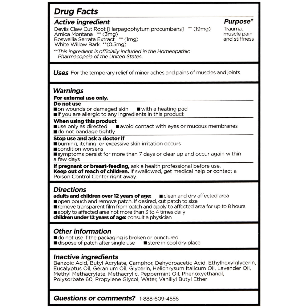 Nature's Willow Relief Patches label shows parabens-free and fragrance-free