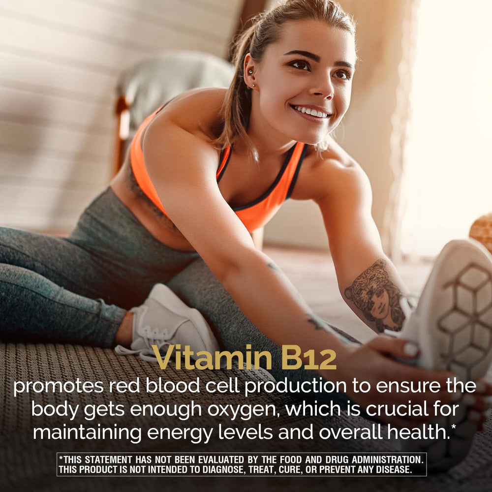 Close-up of B12 tablet highlighting brain health support