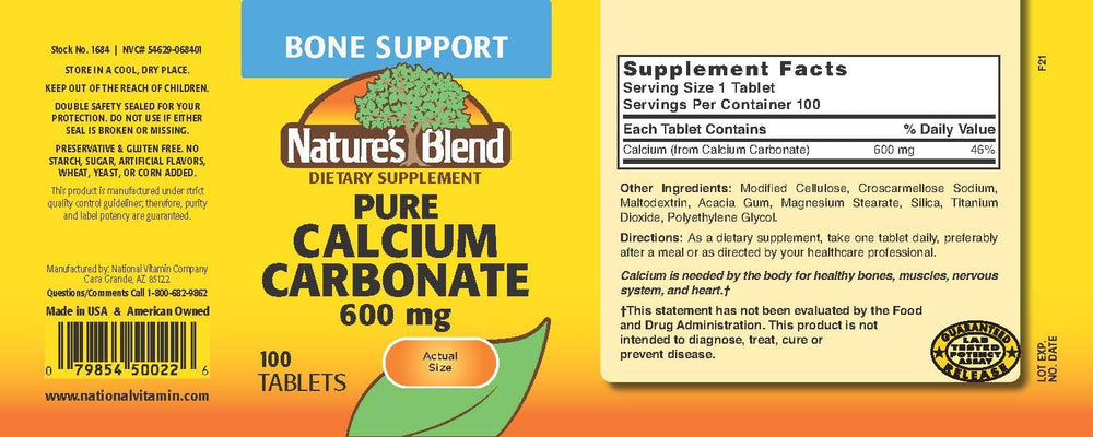 Close-up of 600 mg calcium carbonate tablet