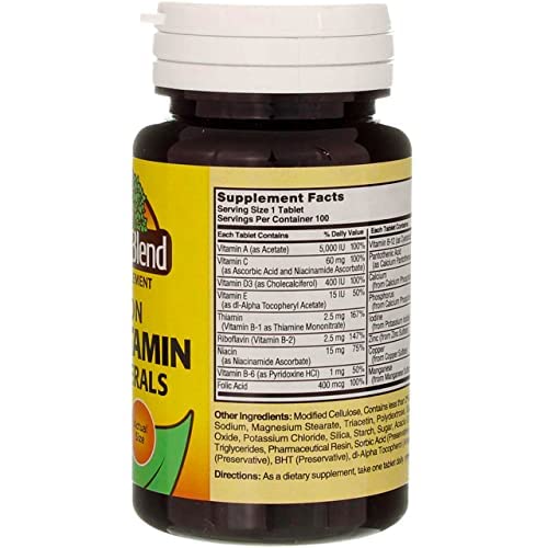 Side view of Nature's Blend No Iron Multivitamin bottle