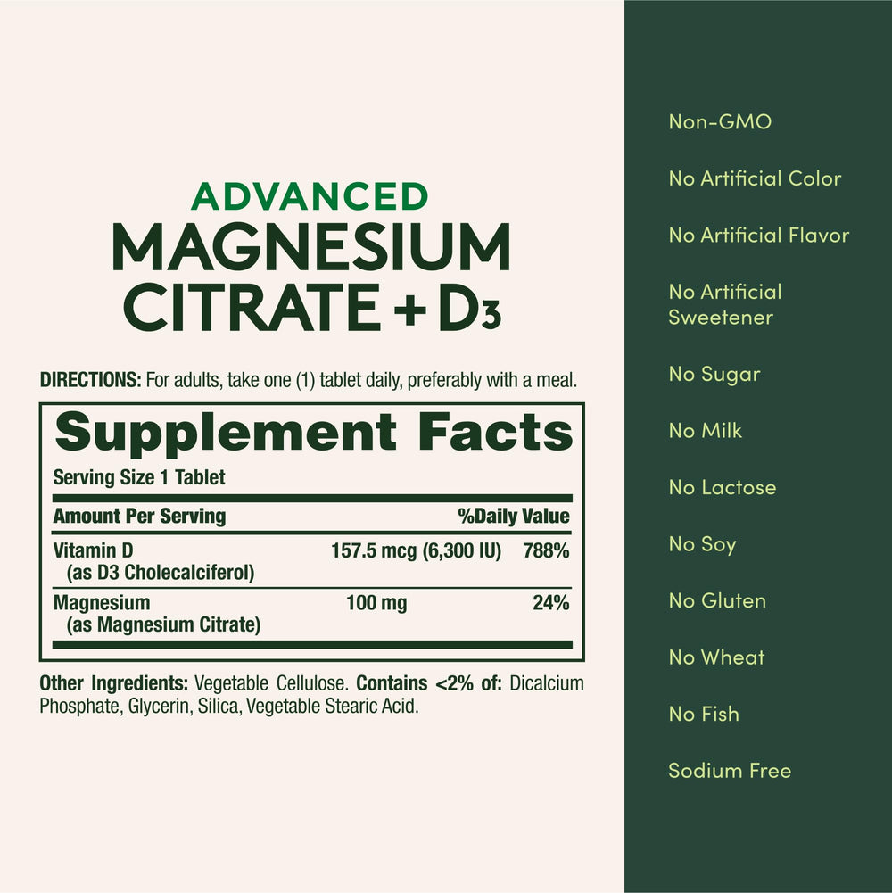 Label shows 6300 IU Vitamin D3 and 100 mg Magnesium Citrate