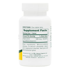 Nature's Plus B12 500 mcg bottle and label