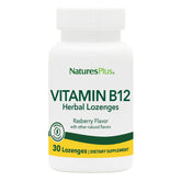 Front view of Natures Plus B12 lozenges Raspberry flavor, 30 servings