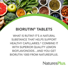 Close-up of Natures Plus Biorutin 1000 mg bottle