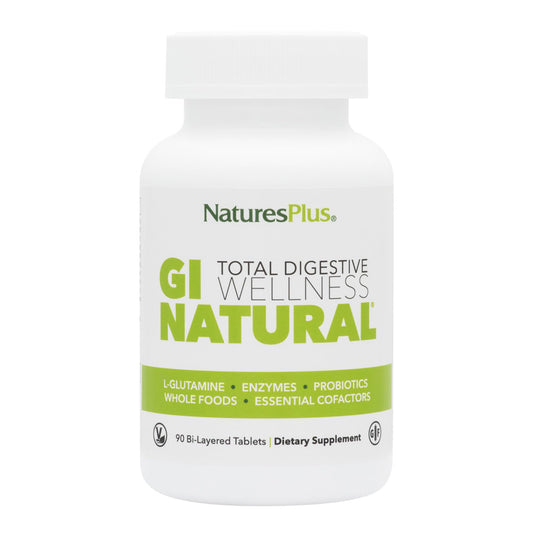 Three-pack packaging for Natures Plus GI Natural Total Digestive Wellness