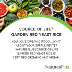 Front packaging of Natures Plus Source of Life Garden Red Yeast Rice