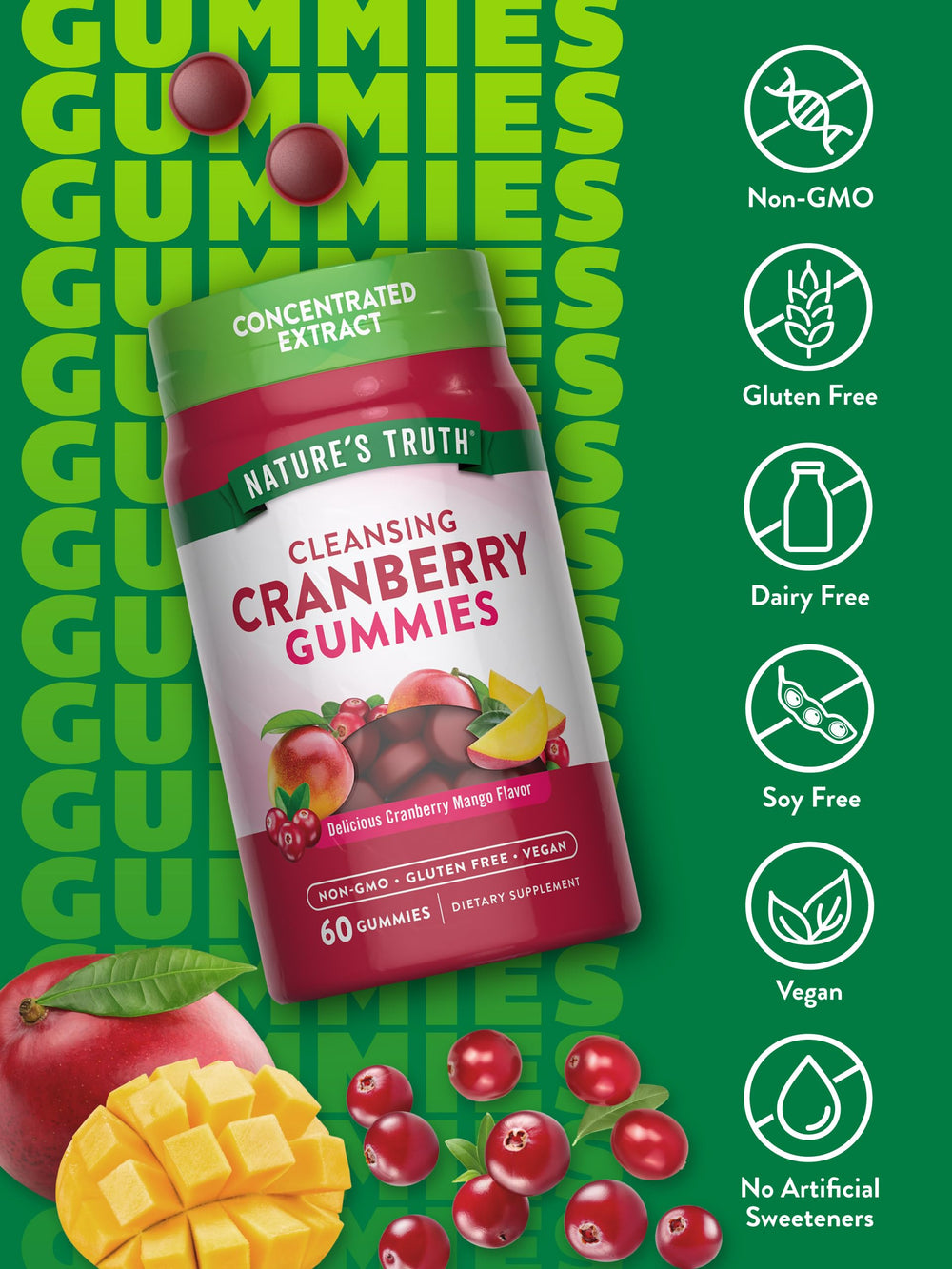 Nature's Truth Cranberry Gummies Pack 2 back panel