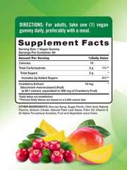 Nature's Truth Cranberry Gummies Pack 2 label