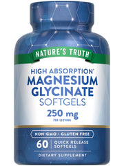 Nature's Truth Magnesium Glycinate Softgels bottle – 250 mg per serving (hero image)