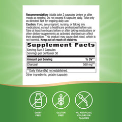 Close-up of Nature's Way Activated Charcoal 560 mg capsules