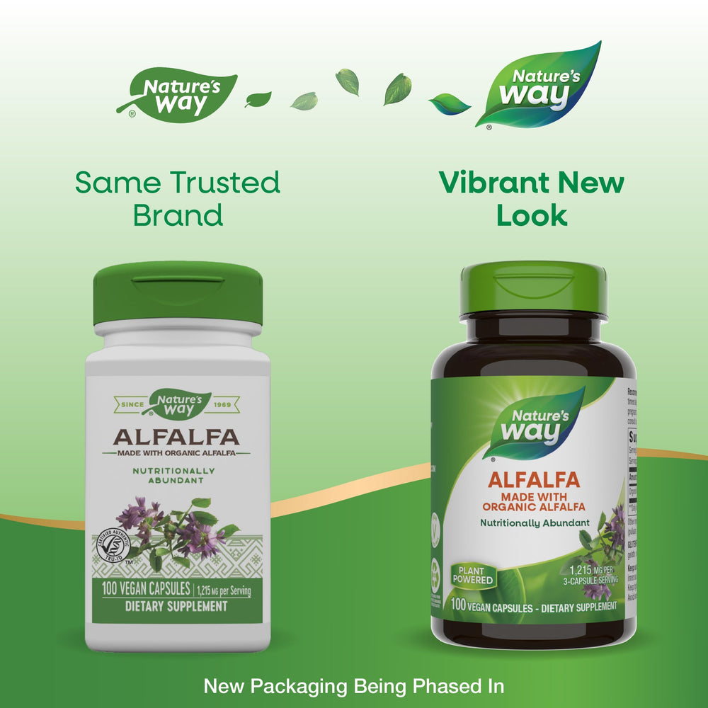 Gluten-free badge on Nature's Way Alfalfa packaging