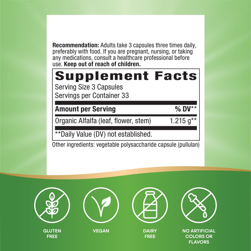 Vegan capsule shell for Nature's Way Alfalfa supplements