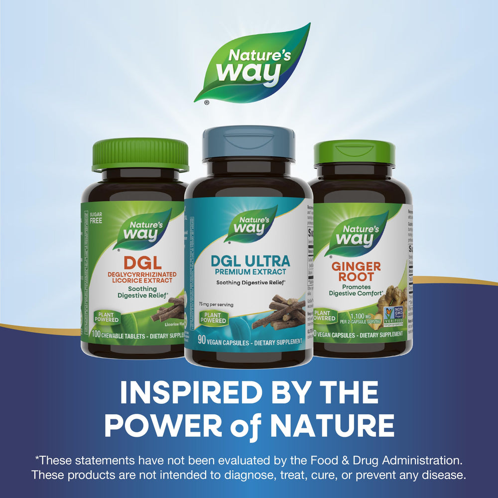 Packaging may vary note for Nature's Way DGL Ultra bottle