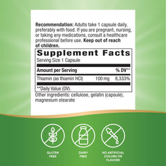 Capsules of Nature's Way Vitamin B1 100 mg thiamin HCl