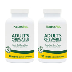 NaturesPlus Adult's Chewable Multivitamin bottle label - Exotic Red Berry flavor