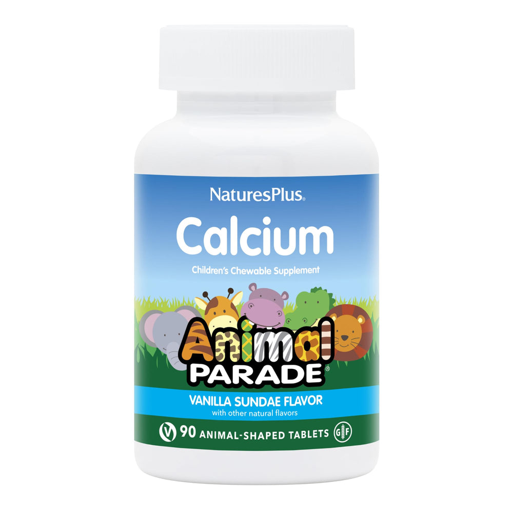 NaturesPlus Animal Parade Calcium Vanilla Sundae bottle with 90 chewable tablets