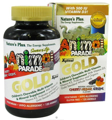 Front view of NaturesPlus Animal Parade Gold Kids Multivitamin 2-pack