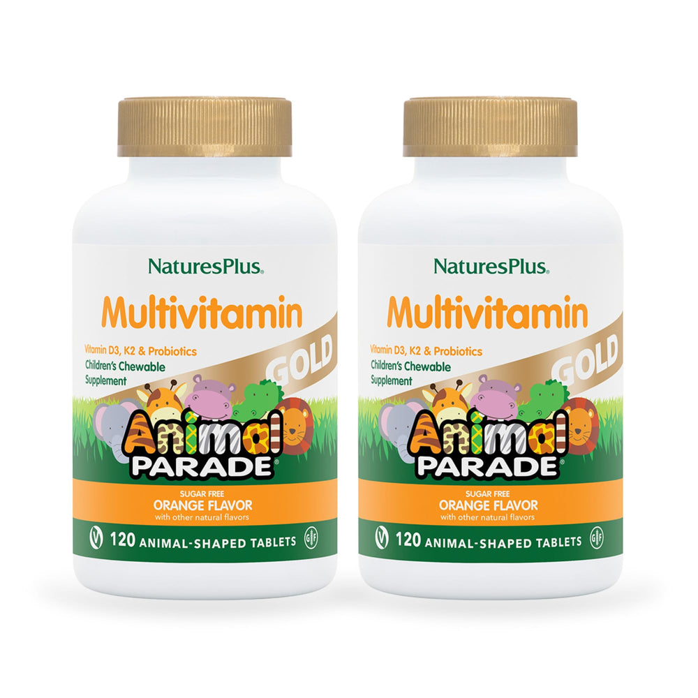 Hero image of NaturesPlus Animal Parade Gold Orange chewable multivitamin bottles