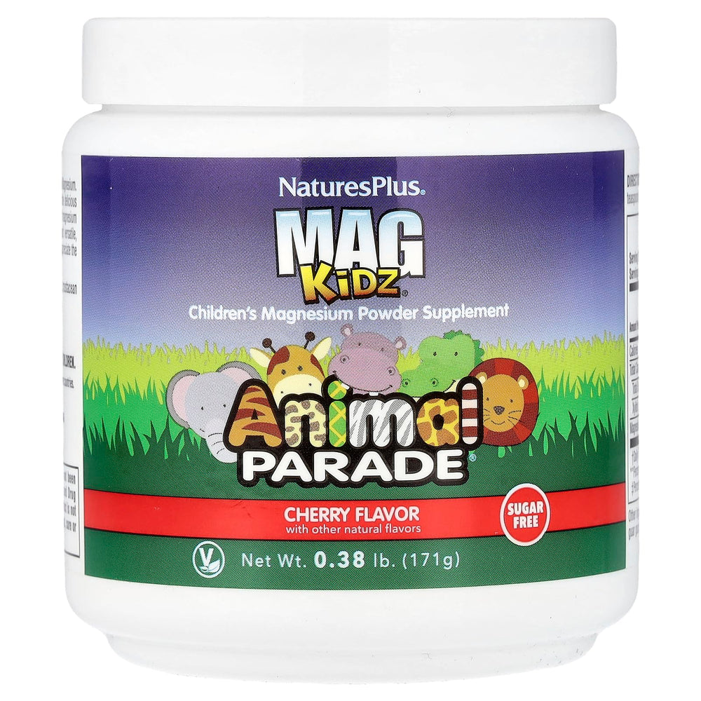 NaturesPlus Animal Parade MagKidz Cherry Flavor Magnesium Powder for Kids 0.38 lb 45 Servings