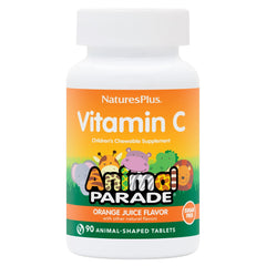NaturesPlus Animal Parade Sugar-Free Vitamin C orange-flavored chewables in animal shapes