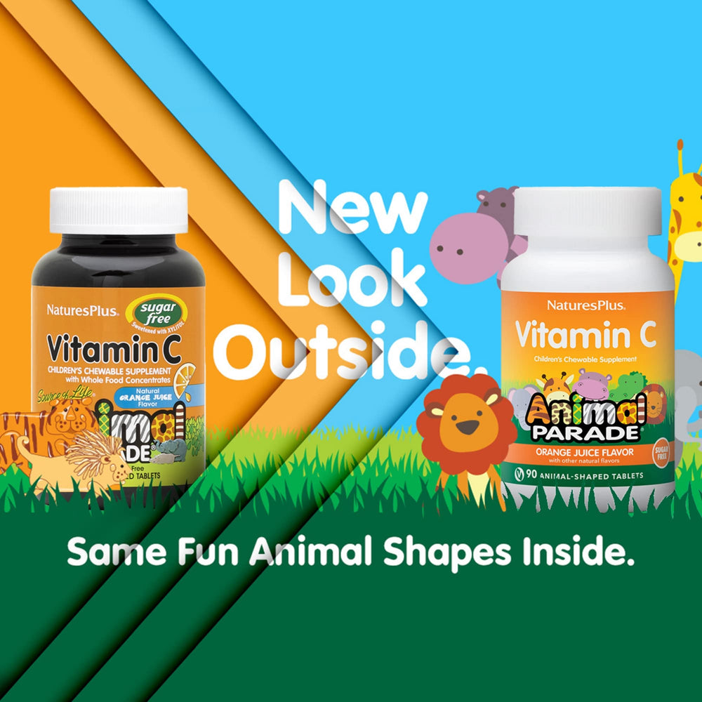 Two bottles of NaturesPlus Animal Parade Vitamin C for Kids