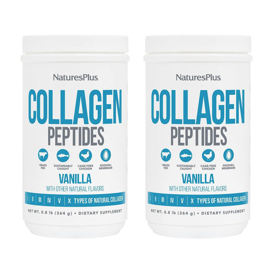 Front view of Nature's Plus Collagen Peptides Vanilla 2-pack