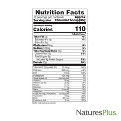 Nutrition facts panel for FRUITEIN Green Foods Shake