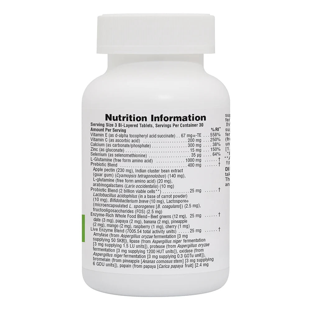 Nature's Plus GI Natural Total Digestive Wellness bottle back label