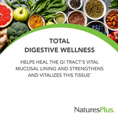 Infographic showing bi-layered tablet design for GI Natural Digestive Wellness