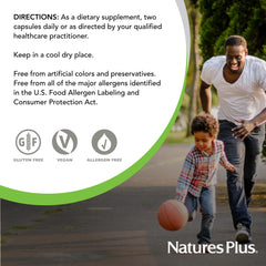 Label showing allergen-free features and certifications