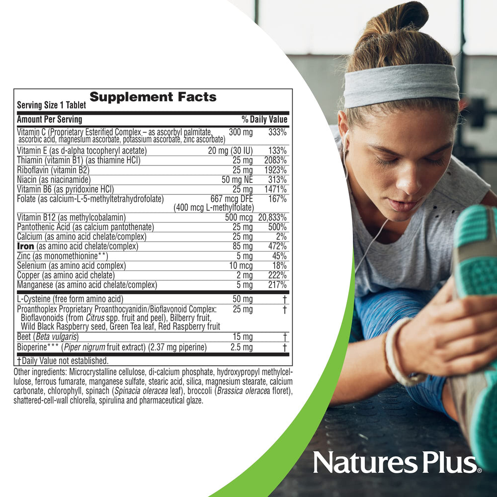 NaturesPlus Hema-Plex Iron tablets arranged for display