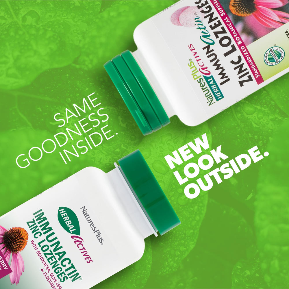 Back panel with supplement facts for ImmunActin Zinc Lozenges Wild Cherry.
