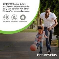 NaturesPlus Immune Boost bottle indicating gluten-free and vegetarian formula