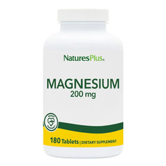 NaturesPlus Magnesium 200 mg bottle with 180 vegetarian tablets