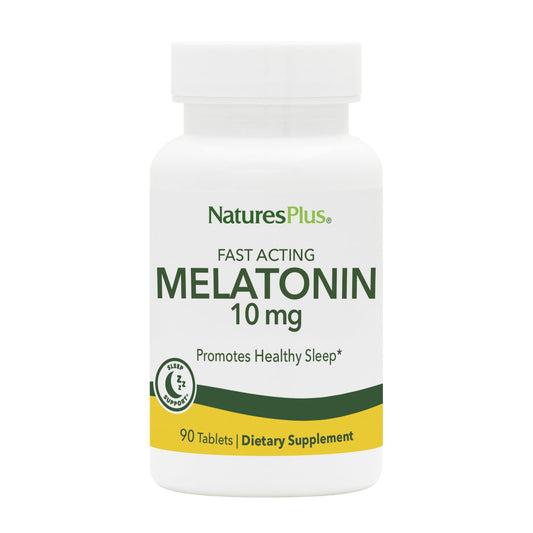 NaturesPlus Melatonin 10 mg fast-acting tablets bottle front
